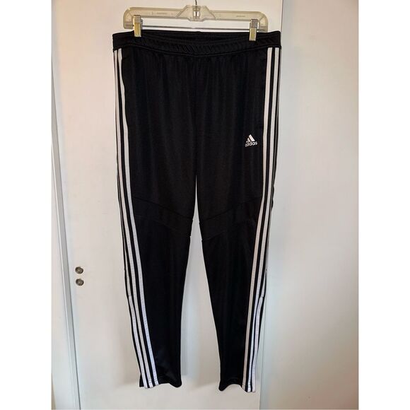 Adidas Women’s Black White Stripe Jogger Track Pants Large EUC - Picture 1 of 13